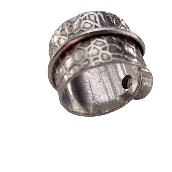 OOAK Adjustable Sterling Hammered Band w/Quartz Gemstone - Picture 8 of 13